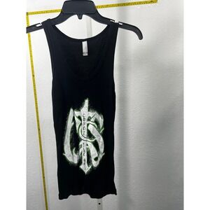 Next Level Covet the Sun CTS Graphic Ribbed Tank Top Mens Small Black Neon Green
